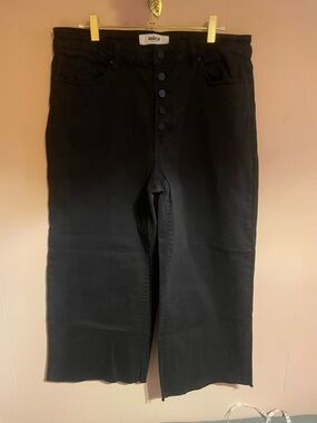 Mica Black High-Rise Cropped Button-Fly Jeans
